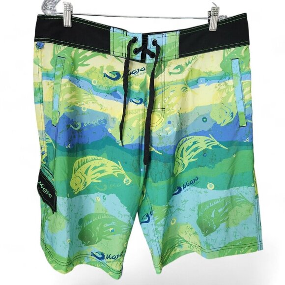 Mojo Gear Fishing Performance Board Shorts Swim Trunk Men Sz 36 - Picture 14 of 16